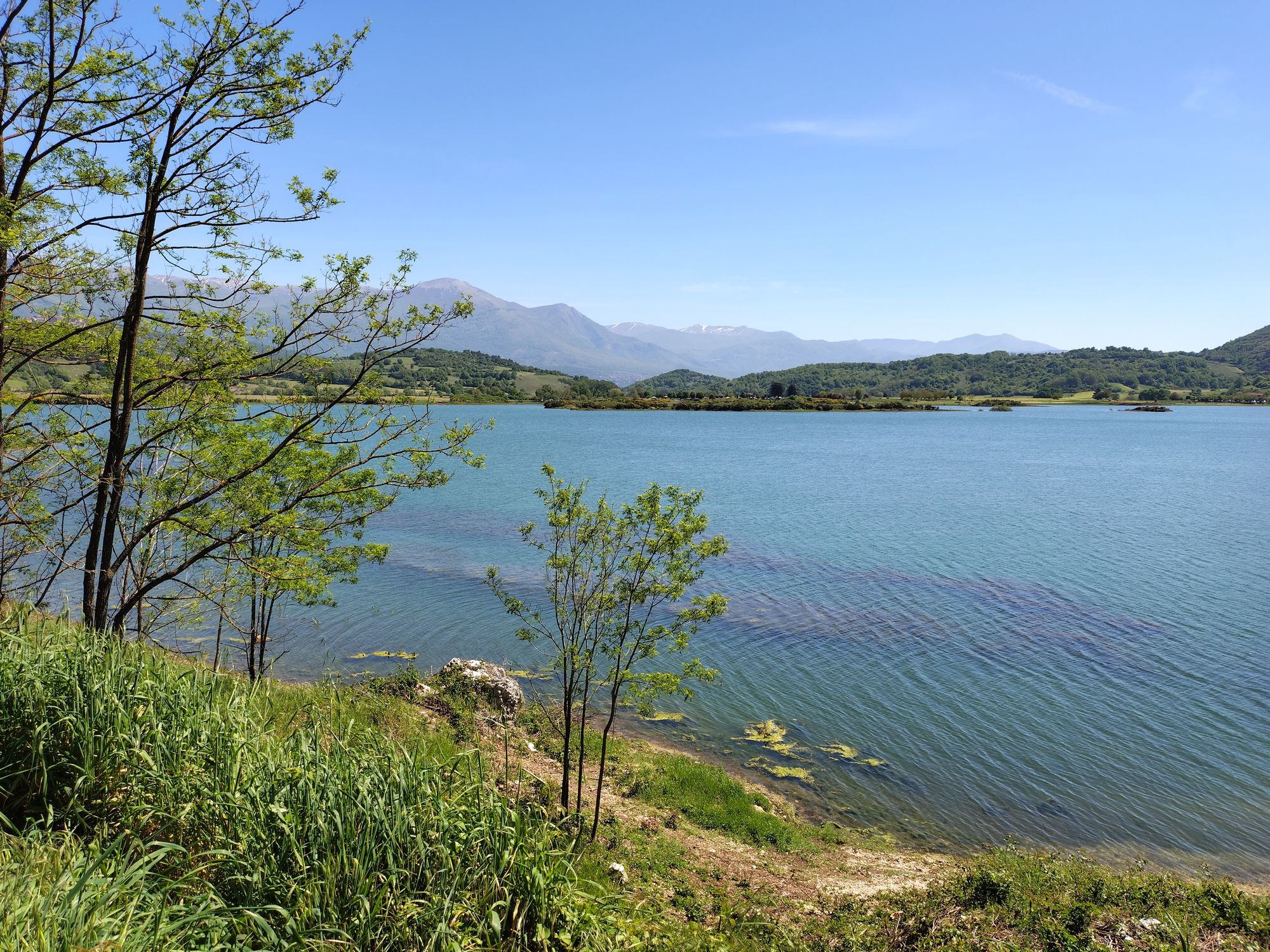 Sponda del Lago di Canterno con vegetazione e acqua calma