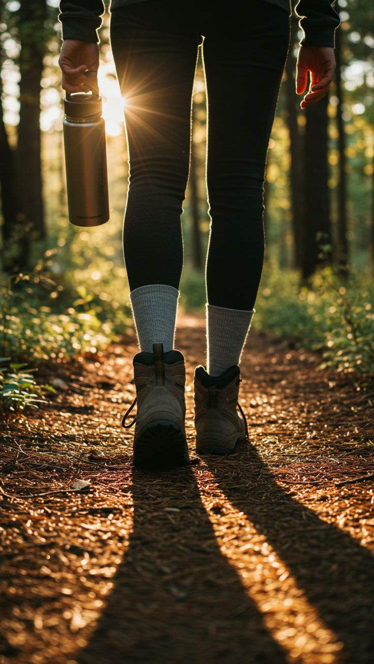 Hiker walking along a woodland trail during a trekking experience at Villa Sant'Erasmo